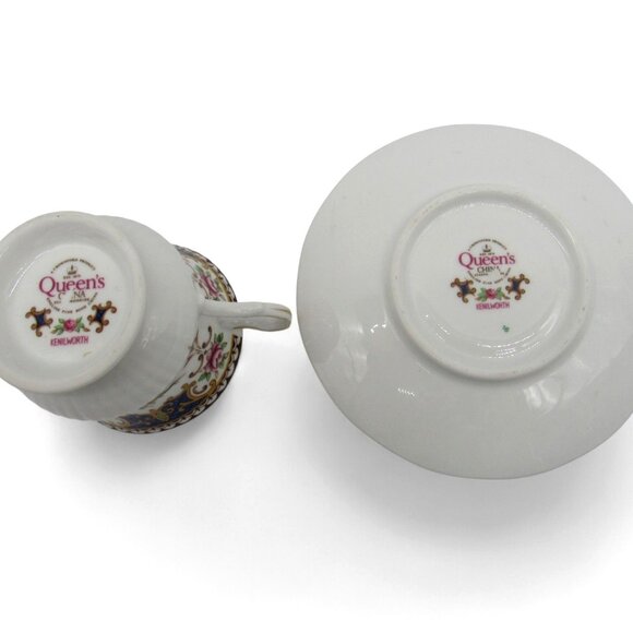 QUEENS KENILWORTH Floral Cup And Saucer With Gold Accents England Vintage - Picture 9 of 10